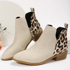 Chunky Heeled Ankle Boots V Cut Zipper Chelsea Boots Women's