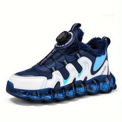 Boy's Chunky Shoes Hook Loop Fastener Warm Lining Comfy Non Slip Sneakers