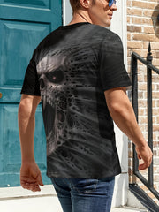 3D Skull Dragon Print Men's Graphic Crew Neck T-shirt