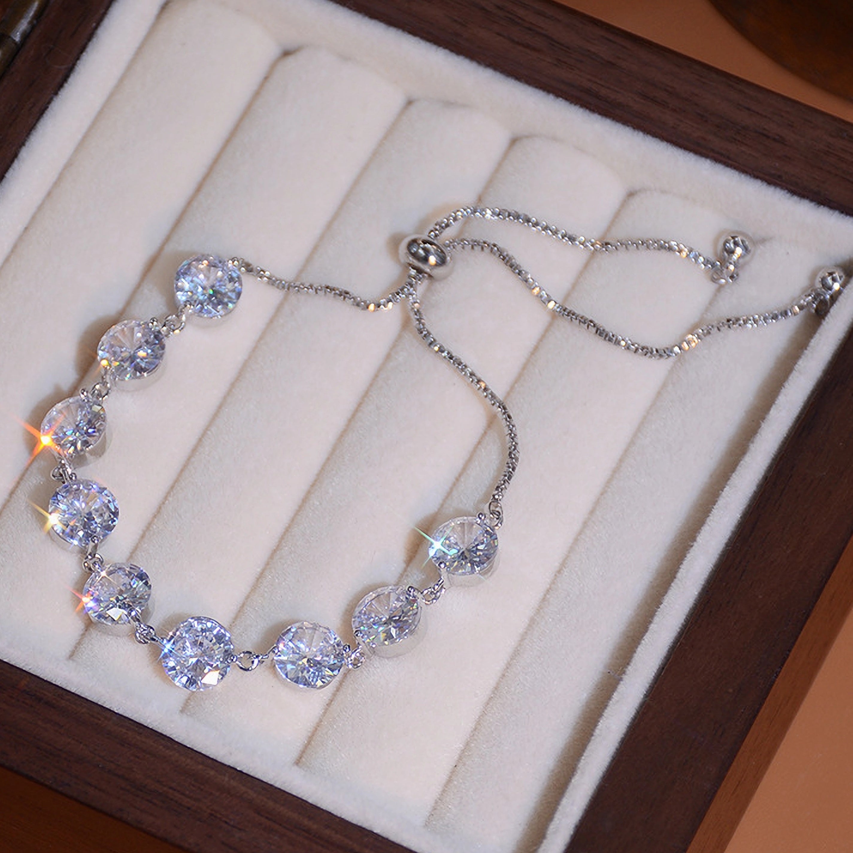 Sparkling Zircon Bracelet Silver Plated Ornament
