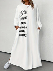Casual Dress Women's Plus Letter Print Drop Shoulder Maxi Dress