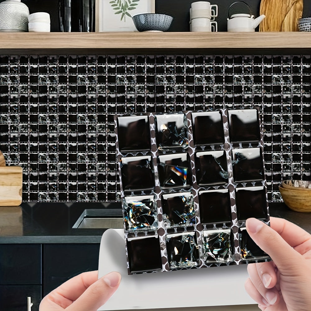 10pcs Mosaic Wall Paper Sticker Peel And Stick Bedroom Kitchen Bathroom Decor