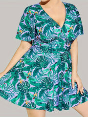 Women's Plus Size Tropical Print Tankini Set