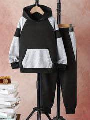 Boy's Clash Hoodie & Sweatpants Set Long Sleeve Top Outfit