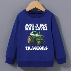 Boys Tractor Print Sweatshirt Round Neck Pullover