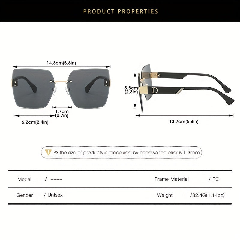 Rivet Decor Gradient Sunglasses UV400 with Case