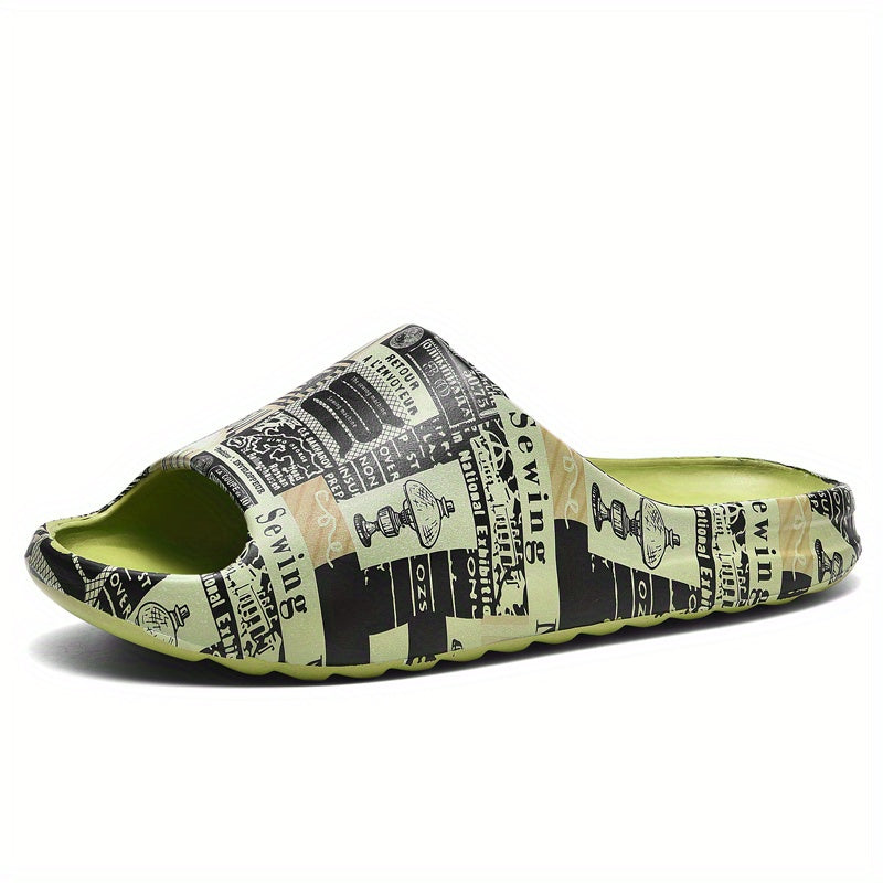 Men's Vintage Graphic Print Slip On Slides Casual Outdoor Slippers