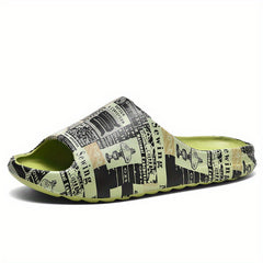 Men's Vintage Graphic Print Slip On Slides Casual Outdoor Slippers