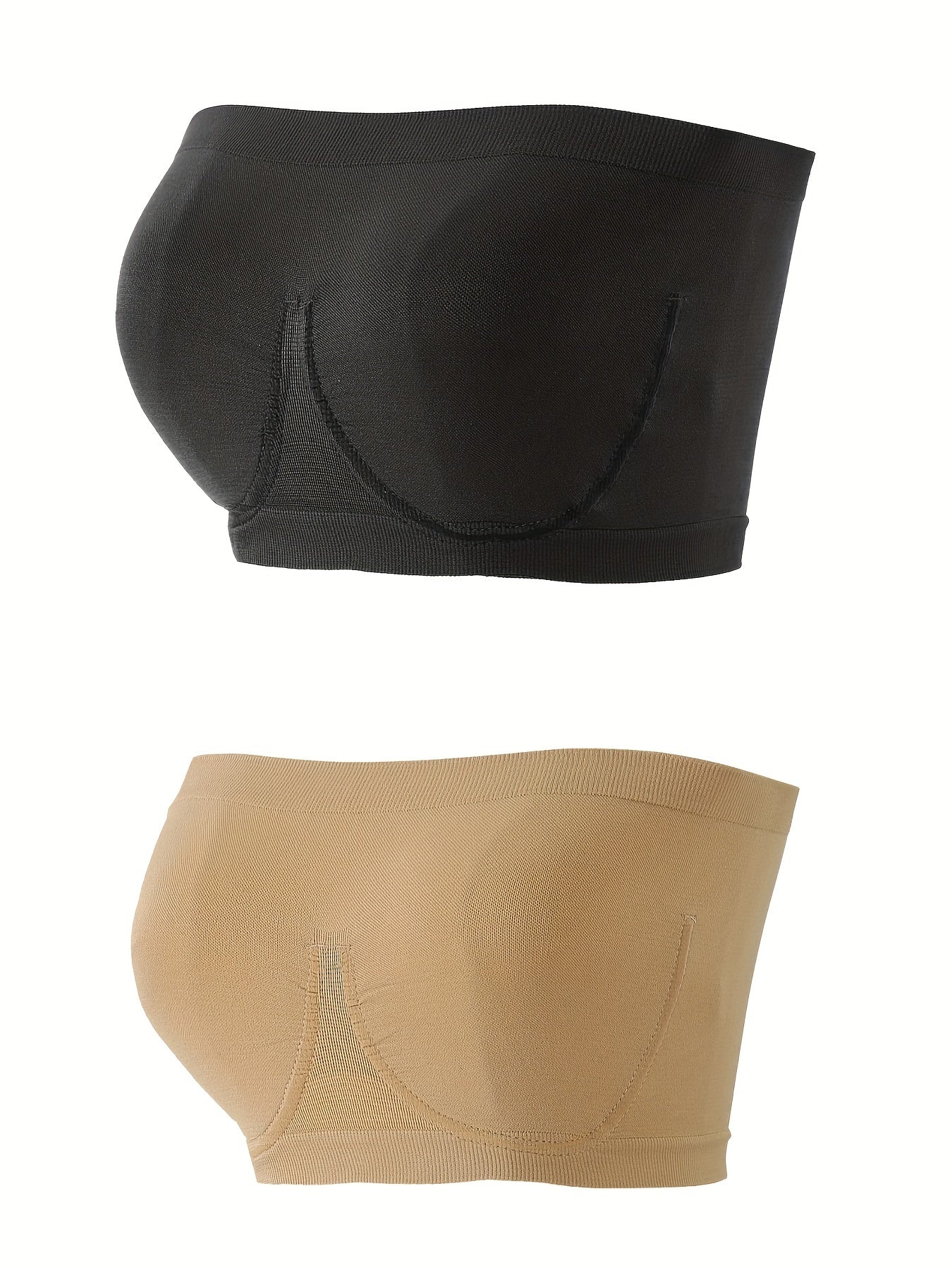 2pcs Seamless Bandeau Bras Soft Strapless Stretch Everyday Bra Women's Lingerie