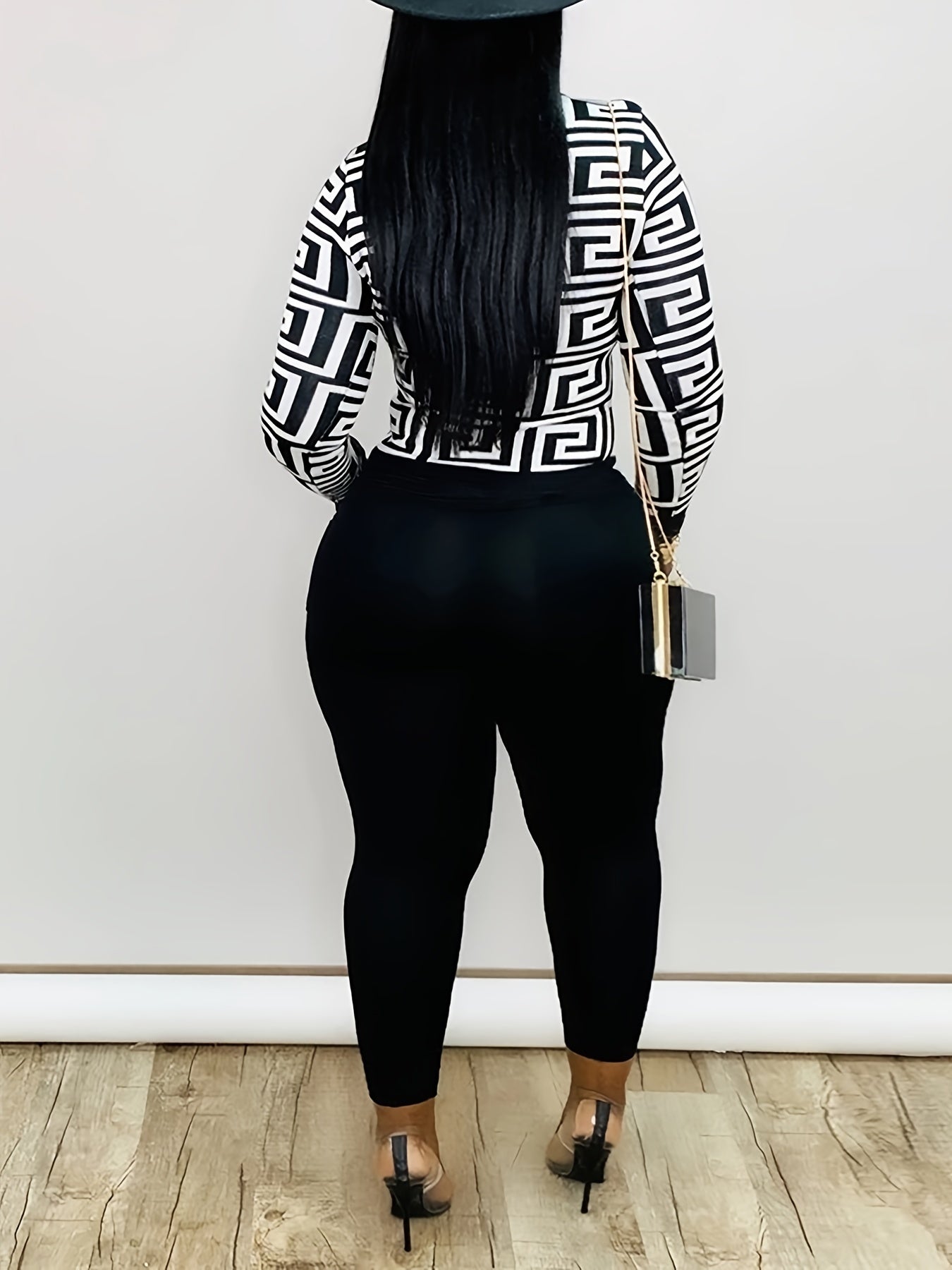 Geometric Print Shirt & Panties Set Casual Outfits