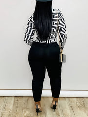 Geometric Print Shirt & Panties Set Casual Outfits