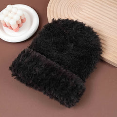 Furry Warm Hat for Women - Windproof Plush Knit Beanie