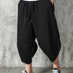 Ethnic Style Harem Pants Men's Vintage Wide Leg Cropped Pants