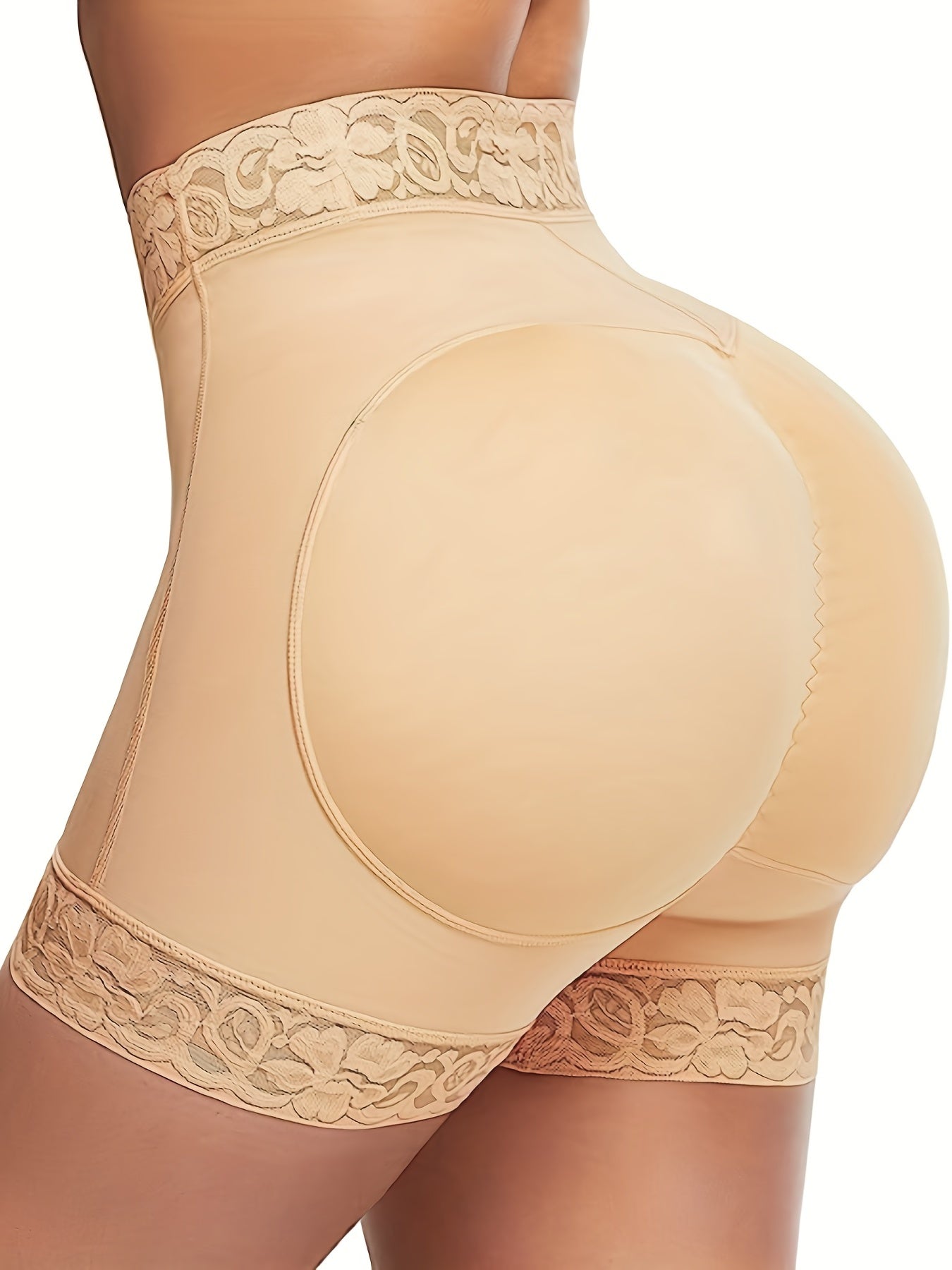 Lace Trim Shaping Shorts High Waist Seamless Tummy Control Shorts