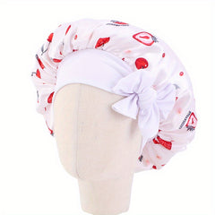 Baby Strawberry Mango Graphic Bow Hair Bonnet Sleeping Hat