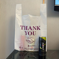 100 Thank You T-shirts Plastic Bags 29.97x48 Purple