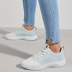Women's Breathable Flying Woven Sneakers Low Top Lace Up Shoes