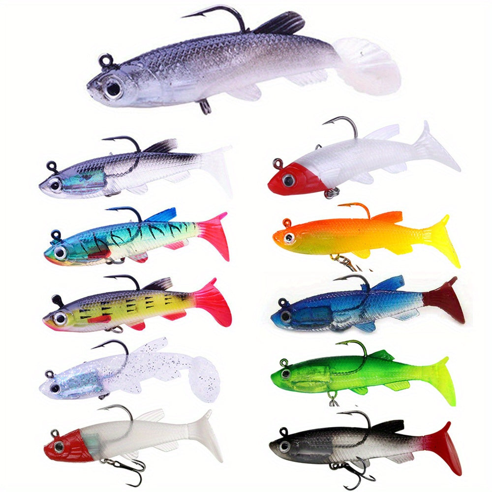 11pcs Bionic Soft Baits Paddle Tail Swimbait for Fishing