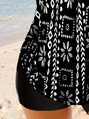 Floral Tankini Set with Ring Decor Top & Shorts