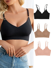 3pcs Seamless Wireless Bras Comfy Push Up Bra Women's Lingerie