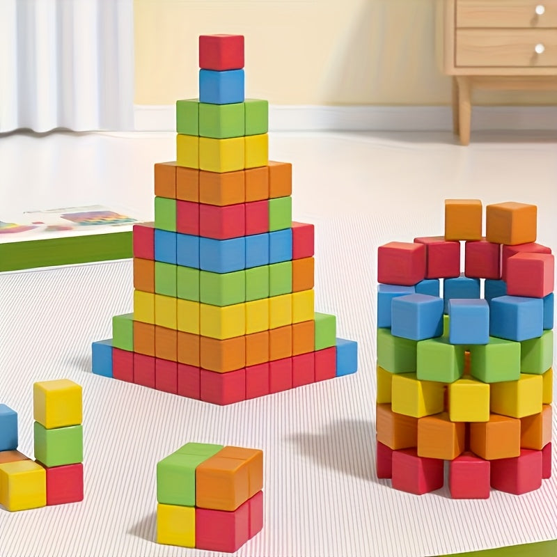 Colorful 3D Cube Puzzle Stacking Blocks DIY Toy Birthday Gift