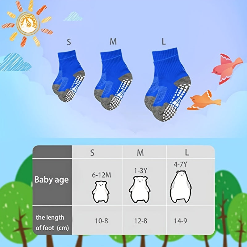 3 Pairs Boys Cotton Short Socks Anti Slip Sports Socks For 0-8 Years