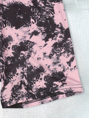 Tie Dye Print Letters Waistband Bike Shorts For Casual Sports