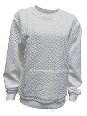 Twist Pattern Kangaroo Pocket Sweatshirt Crew Neck For Fall & Winter