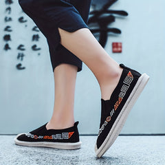 Men's Chinese Style Embroidered Canvas Loafers Slip Ons