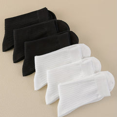 6 Pairs Comfy Mid Tube Solid Socks Women's Stockings & Hosiery
