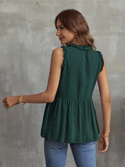 Chiffon V Neck Tank Top Casual Summer Sleeveless Loose Fit