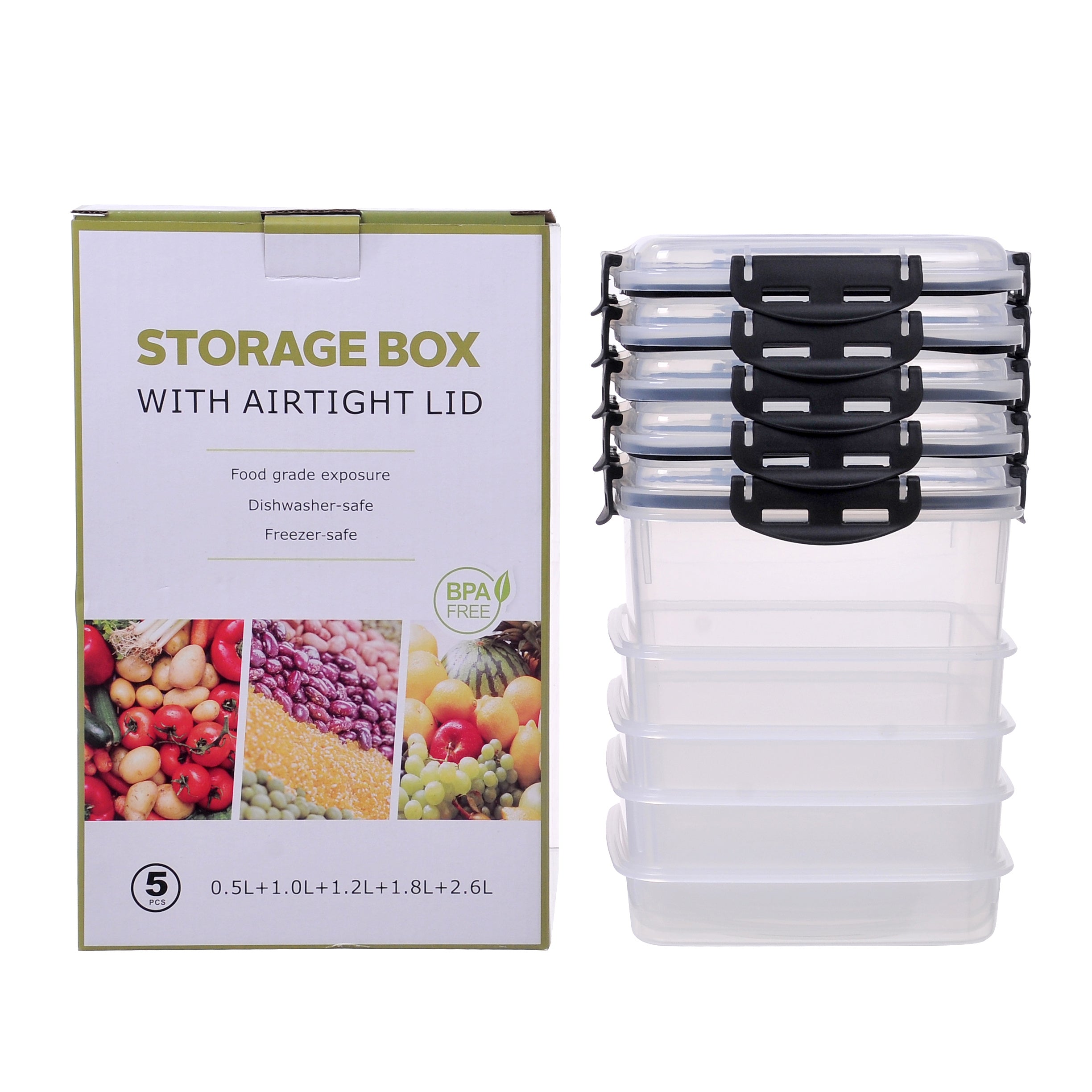 5pcs Airtight Storage Container Set with Lids BPA Free Pantry Organization