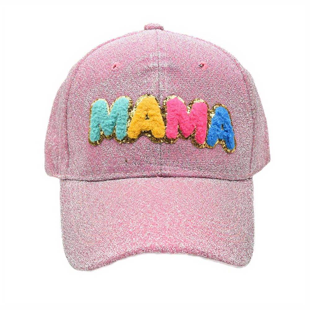 Glitter MAMA Patch Baseball Cap Lightweight Dad Hat Vintage Golf Sun Hat