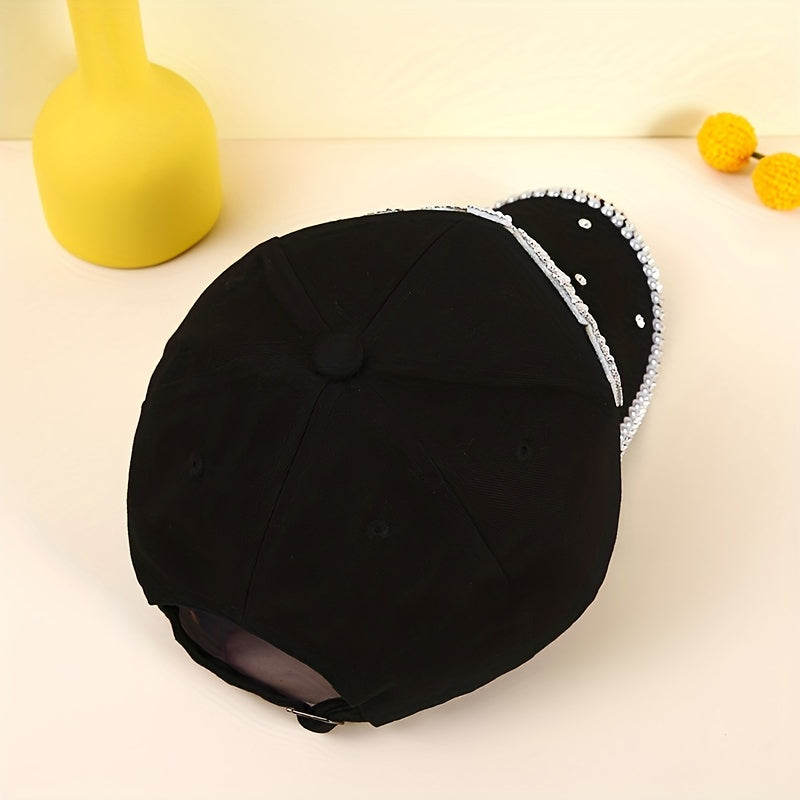 Faux Pearl Baseball Cap Patch Sun Hat Adjustable Dad Hats For Women