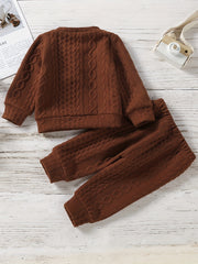Baby Boys Long Sleeve Waffle Pullover Top Pants Set Casual Cotton Clothes