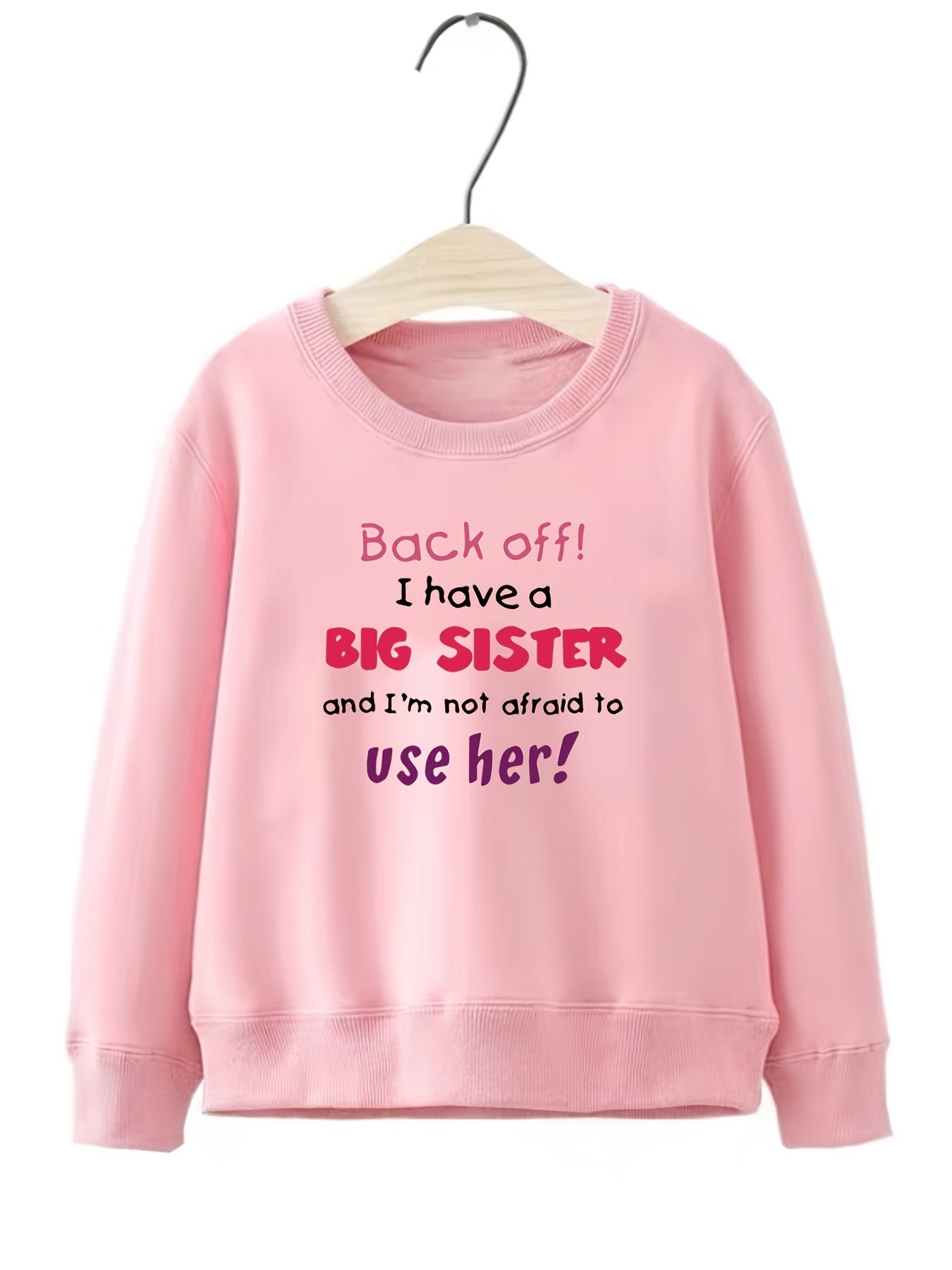 Girls Big Sister Print Long Sleeve Sweatshirt Top Pullovers