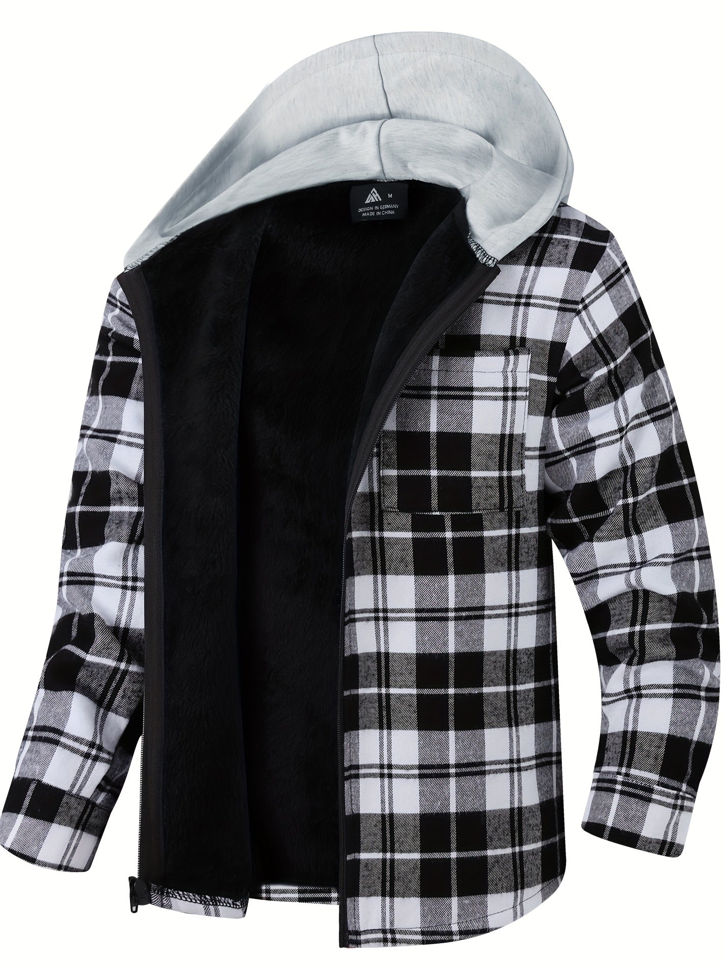 Kid's Plaid Pattern Hooded Jacket Zip Up Warm Coat Boy's Clothes