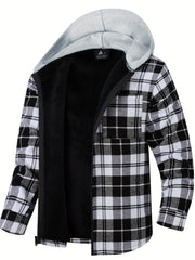 Kid's Plaid Pattern Hooded Jacket Zip Up Warm Coat Boy's Clothes
