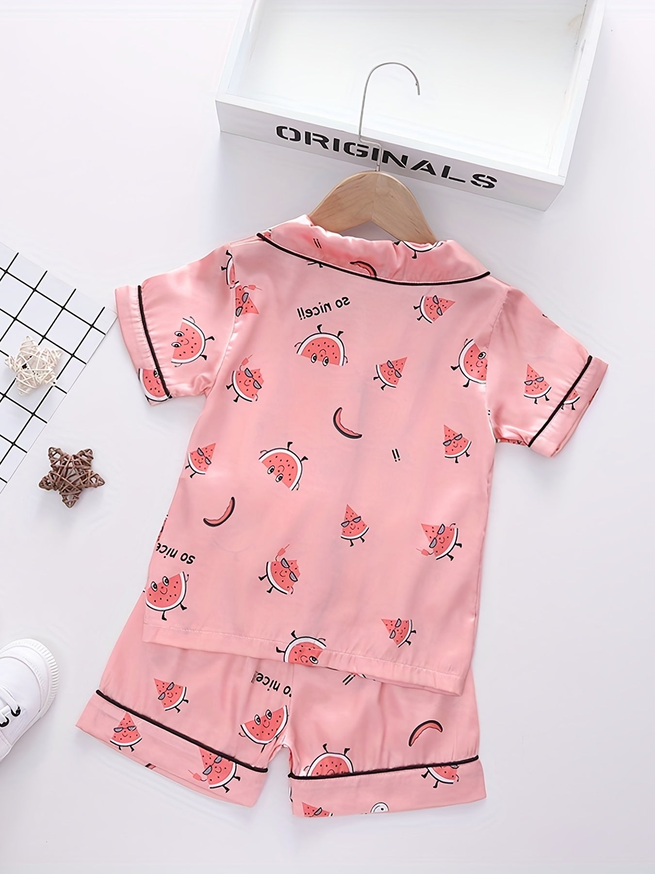 Toddler Girls Watermelon Graphic Pajama Set Short Sleeve Top & Shorts