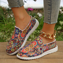 Women's Colorful Circle Print Slip-On Sneakers Low Flat Shoes