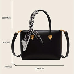 Minimalist Square Crossbody Bag Satchel Scarf Decor