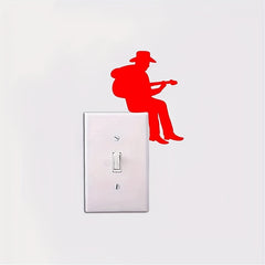 Cowboy Guitar Silhouette Light Switch Sticker Vinyl Music Wall Decor
