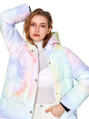 Colorful Print Puffer Jacket Women's Winter Down Jacket