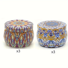 6PCS Flower Pattern Metal Jar Storage Box