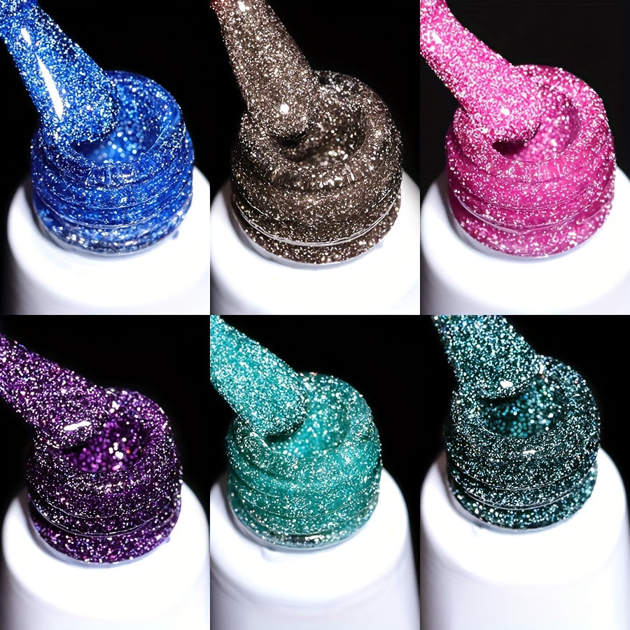 Holographic Gel Nail Polish 10ml Reflective Diamond Shine UV LED