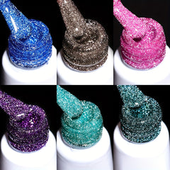Holographic Gel Nail Polish 10ml Reflective Diamond Shine UV LED