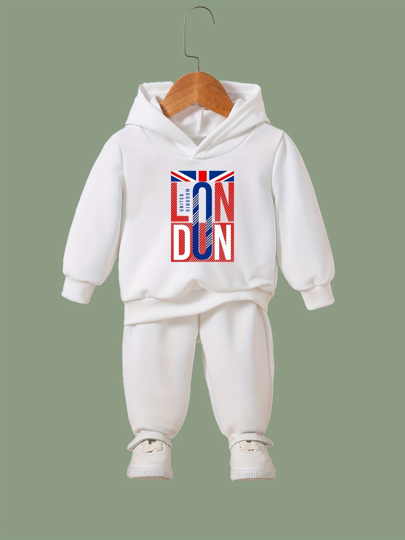 Girls Dn Pattern Hooded Sweatshirt & Sweatpants Set