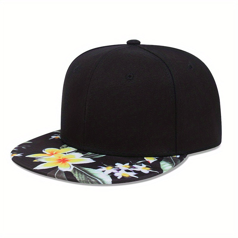 Men's Flower Brim Multicolor Hip Hop Snapback Sun Cap