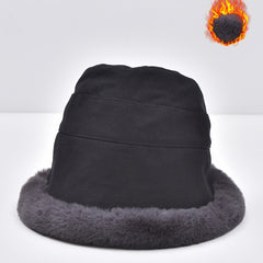 Women's Fleece Bucket Hat Thickened Fleece Hat Double layer Coldproof Warm Fishe