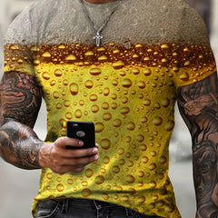 Stylish 3D Beer Graphic Print T-Shirt for Summer